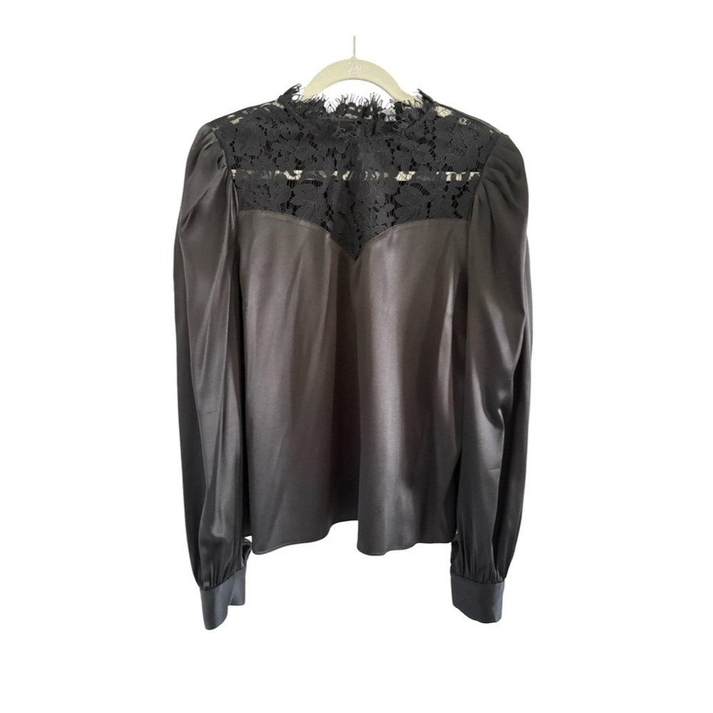 Generation Love Black Satin and Lace Blouse